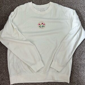 Hanes Cream Sweatshirt with Floral Design